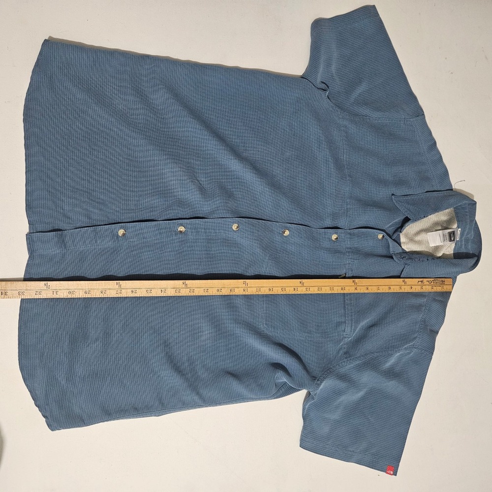 The North Face Mens XXL Blue Textured Short Sleeve Button Up Shirt AT8D - Picture 5 of 7